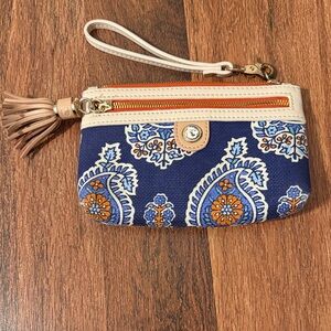 Spartina 449 Boheme tassel wristlet- orange and blue